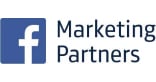 A blue Facebook f logo appears next to the words Marketing Partners, written in dark blue text on a white background—ideal for a Web Designer Perth looking to showcase social media expertise.